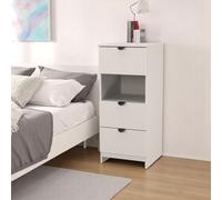 Livara Ready Assembled Canmore 3 Drawer Bedside Table -White