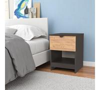 Livara Ready Assembled Canmore Bedside Table -Graphite & Oak