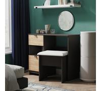 Livara Ready Assembled Canmore Dressing Table-Graphite & Oak