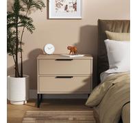 Livara Ready Assembled Messina 2 Drawer Bedside Table -Beige