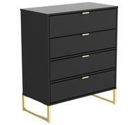 Livara Ready Assembled Messina 4 Drawer Chest - Black