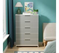 Livara Ready Assembled Orillia 5 Drawer Chest - White & Grey