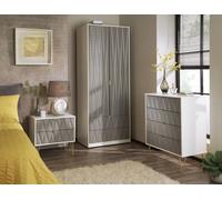 Livara Ready Assembled Shimmer 2 Door Wardrobe - Grey &White