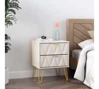 Livara Ready Assembled Shimmer 2 Drawer Bedside Table -Beige