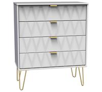 Livara Ready Assembled Shimmer 4 Drawer Chest - White