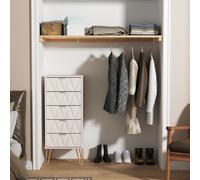 Livara Ready Assembled Shimmer 5 Drawer Tallboy - Beige