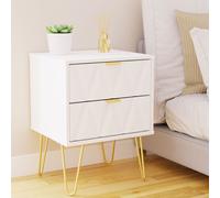 Livara Ready Assembled Shimmer Bedside Table - White