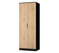 Livara Ready Assembled Tofino 2 Door Wardrobe - Black & Oak