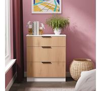Livara Ready Assembled Tofino 3 Drawer Chest - White & Oak