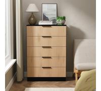 Livara Ready Assembled Tofino 5 Drawer Chest - Black & Oak