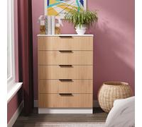 Livara Ready Assembled Tofino 5 Drawer Chest - White & Oak