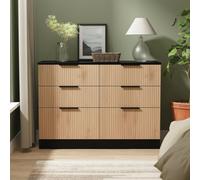 Livara Ready Assembled Tofino 6 Drawer Chest - Black & Oak