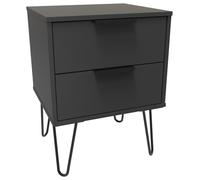 Livara Ready Assembled Verona 2 Drawer Bedside Table - Grey