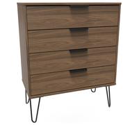 Livara Ready Assembled Verona 4 Drawer Chest - Walnut Effect