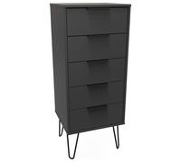 Livara Ready Assembled Verona 5 Drawer Tallboy - Grey