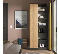 Livara ReadyAssembled Canmore 1 Door Shelf Wardrobe-BlackOak