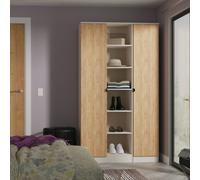 Livara ReadyAssembled Canmore 2 Door Shelf Wardrobe-WhiteOak