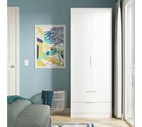 Livara ReadyAssembled Orillia 2 Door 2 Drawer Wardrobe-White