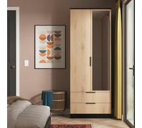 Livara ReadyAssembled Tofino 2 Door Mirror Wardrobe-BlackOak