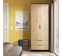 Livara ReadyAssembled Tofino 2 Door Mirror Wardrobe-BlackOak