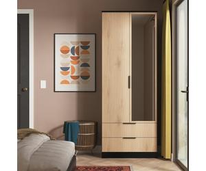 Livara ReadyAssembled Tofino 2 Door Mirror Wardrobe-BlackOak