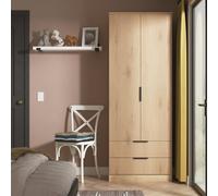 Livara ReadyAssembled Tofino 2 Door Wardrobe -Black Oak