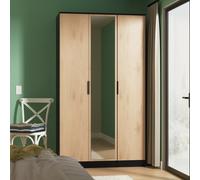 Livara ReadyAssembled Tofino 3 Door Mirror Wardrobe-BlackOak