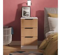 Livara ReadyAssembled Tofino 3 Drawer Bedside Table-WhiteOak