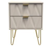 Welcome Furniture Ready Assembled Diamond 2 Drawer Bedside Cabinet In Kashmir Matt, Cream