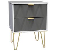 Livara Shimmer 2 Drawer Bedside Table - Grey & White