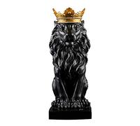 LIVASH Abstract Crown Lion Statue Home Office Bar Male Lion Faith Resin Sculpture Crafts Animal Art Decor Ornaments - Black