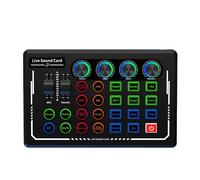LIVASH V88 Audio Mixer USB External Sound Card Headset Microphone Live Broadcast Sound Card for Mobile Phone Computer Black