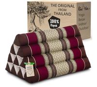 livasia back support cushion with pattern - 12x20x12″ - Triangle cushion for the garden, Wedge cushion, kapok, Vegan and hand made (Wine Red)