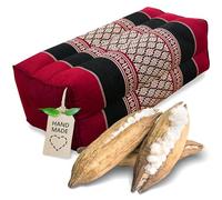 livasia block yoga cushion square-cut - 7x13x5″ - Meditation cushion kapok, Rectangular bolster support, Yoga Pilates accessory neck pillow, Thai pillow firm hand made (Red/Black)