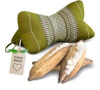 livasia neck support cushion bone shape - Ø 6x13″ - Neck Pillow, Sofa Reading cushion kapok, for garden balcony, Travel cushion hand made (Green)