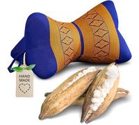 livasia neck support cushion bone shape - Ø 6x13″ - Neck Pillow, Sofa Reading cushion kapok, for garden balcony, Travel cushion hand made (Blue/Yellow)