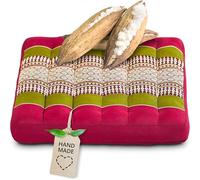 livasia seat cushion small - 14x14x2.4″ - Floor cushion indoor/outdoor, Meditation yoga cushion, Pallet furniture chair cushion, Stitched cushion for chair bench hand made (Red/Green)