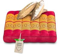 livasia seat cushion small - 14x14x2.4″ - Floor cushion indoor/outdoor, Meditation yoga cushion, Pallet furniture chair cushion, Stitched cushion for chair bench hand made (Red/Yellow)
