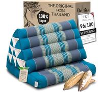 livasia Thai cushion with 1 seat rest - 30x20x3.1″ - Triangle cushion with seat cushion, Wedge cushion, kapok, Back support cushion, folding, Thai mat, folding, Hand made (Light Blue)