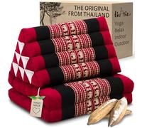 livasia Thai cushion with 2 seat rests - 47x20x3.1″ - Triangle cushion with seat cushion, Wedge cushion, kapok, Back support cushion, folding, Thai mat, folding, Hand made (Red/Elephants)