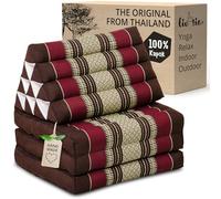 livasia Thai cushion with 3 seat rests - 69x20x3.1″ - Triangle cushion with folding mattress, Wedge cushion, kapok, Back support cushion, folding, Thai mat, folding, Hand made (Wine Red)