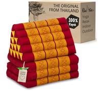 livasia Thai cushion with 3 seat rests - 73x22x3.1″ - extra high, Triangle cushion with folding mattress, Kapok, Jumbo back support cushion, Thai mat, folding, Hand made (Red/Yellow)