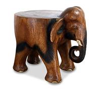 livasia Wooden Elephant with flat back, Handmade wood carving from Thailand, Elephant stand/podest (Large)