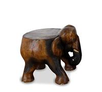 livasia Wooden Elephant with flat back, Handmade wood carving from Thailand, Elephant stand/podest (Small)