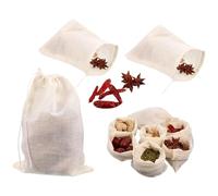 Livawnd 10 Pack Cotton Muslin Drawstring Bags - Reusable Tea & Spice Filter Sachets for Crafting, Soap Making, Herbal Soaking and Slag Filtration (Small Hessian Bags)