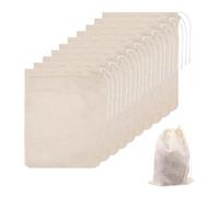 Livawnd 10 Pack Cotton Muslin Drawstring Bags - Reusable Tea & Spice Filter Sachets for Crafting, Soap Making, Herbal Soaking and Slag Filtration (Small Hessian Bags)