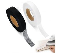 Livawnd 2 Pack Iron On Hemming Tape, 64m x 2cm Wonder Web Fabric Adhesive Tape, Black & White Washable Bonding Tape for Clothes, Trousers, Curtains & DIY Sewing Projects