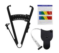 Livawnd 2 PCS Body Fat Calipers, Skinfold Caliper and Body Measuring Tape with User Manual, Portable Accurate Black Fat Tape Measure Tool Set for Women & Men Weight Loss BMI Measurements (Black)
