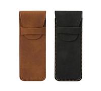 Livawnd 2 Pieces PU Leather Pen Case, Handmade Pen Case, Pen Protective Case for Pens,Apply to Pencils, pens, Ballpoint pens (Black and Brown)