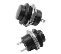 Livawnd 2Pcs Black Momentary Push Button Switches, 12V 5A Spring Return ON-OFF Switches with 16mm Mounting Hole for Car Horn, Screen Wash, Classic & Kit Cars